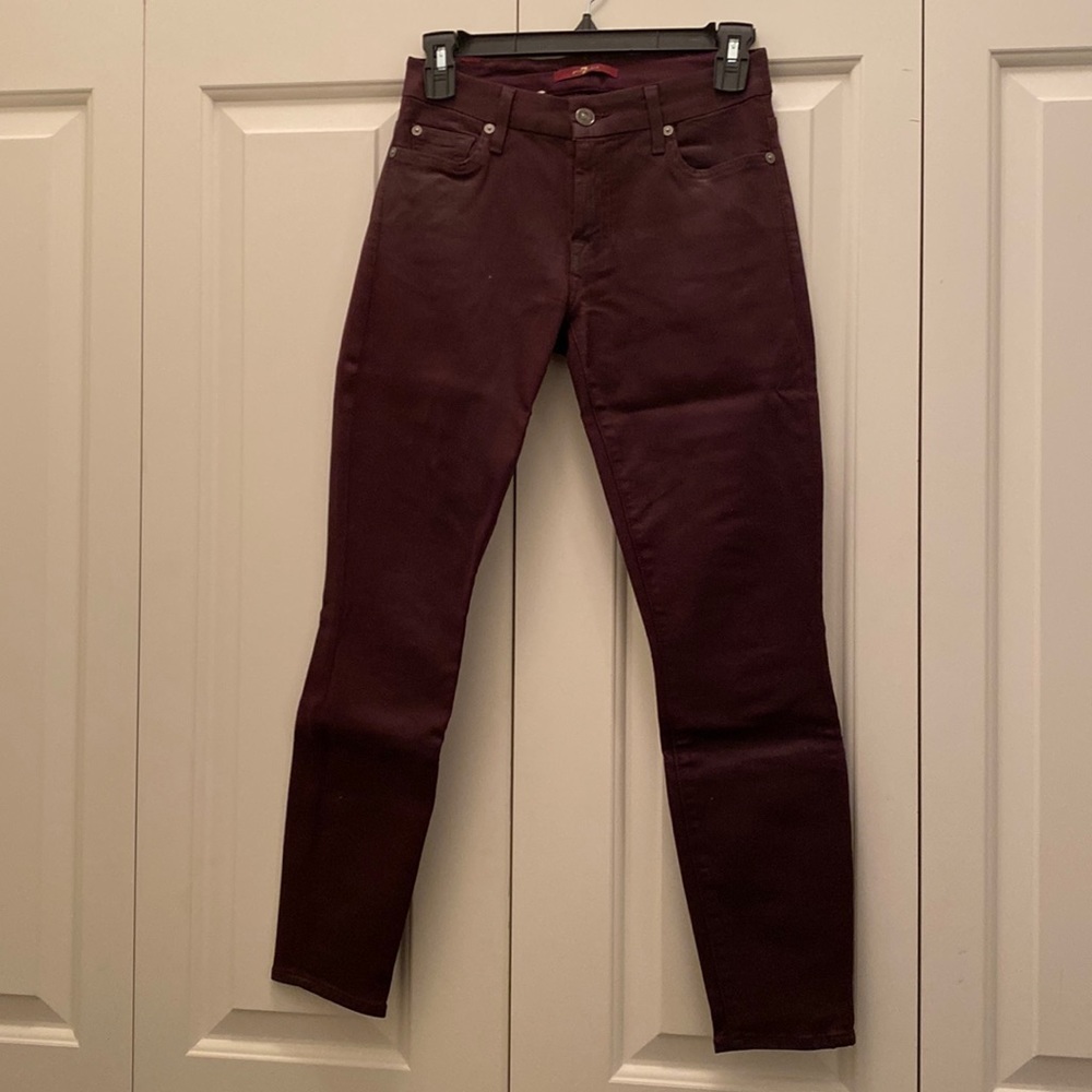 7 for All Mankind oiled pants burgundy